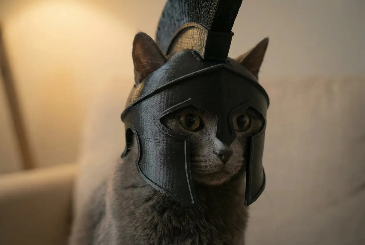 Spartan Warrior Cat Helmet view 2