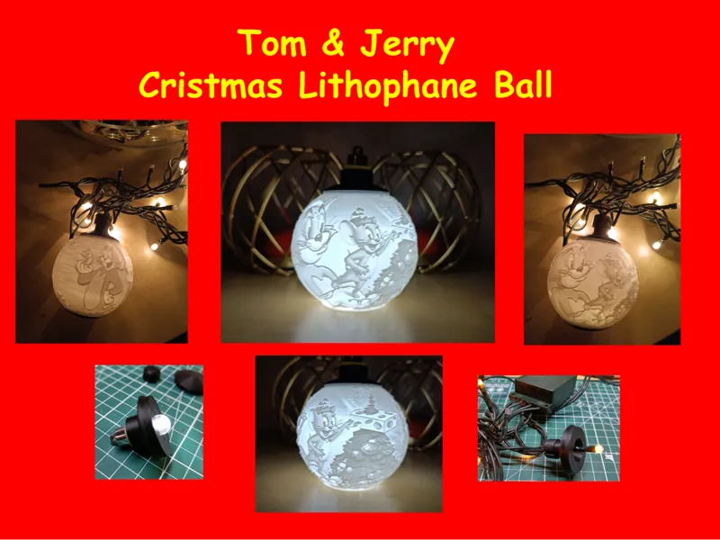 Tom & Jerry Christmas Lithophane Ball
