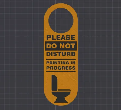 Toilet Door Knob Sign - "Printing in progress"