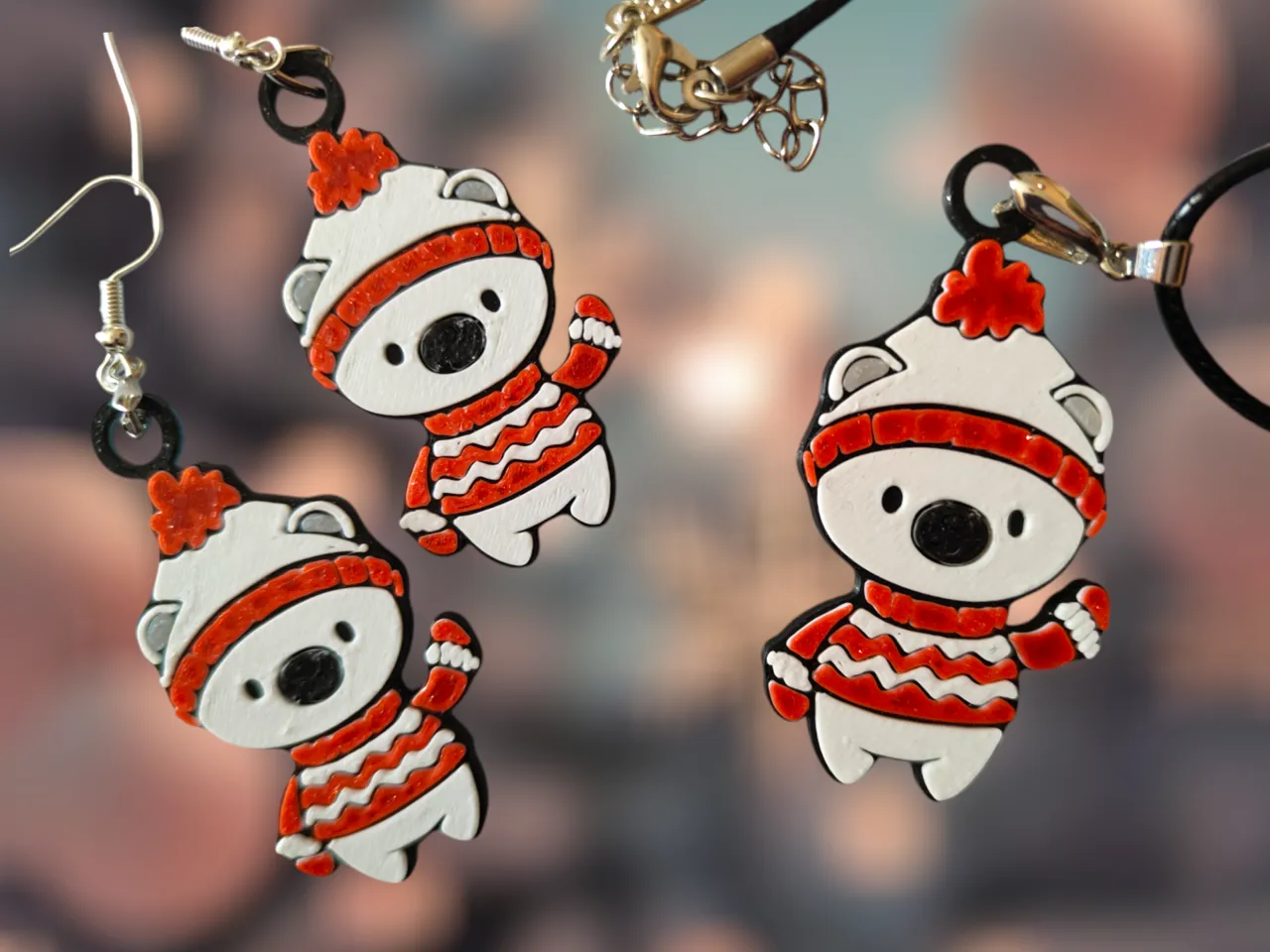 Cute Polar Bear - Earrings and Necklace view 2