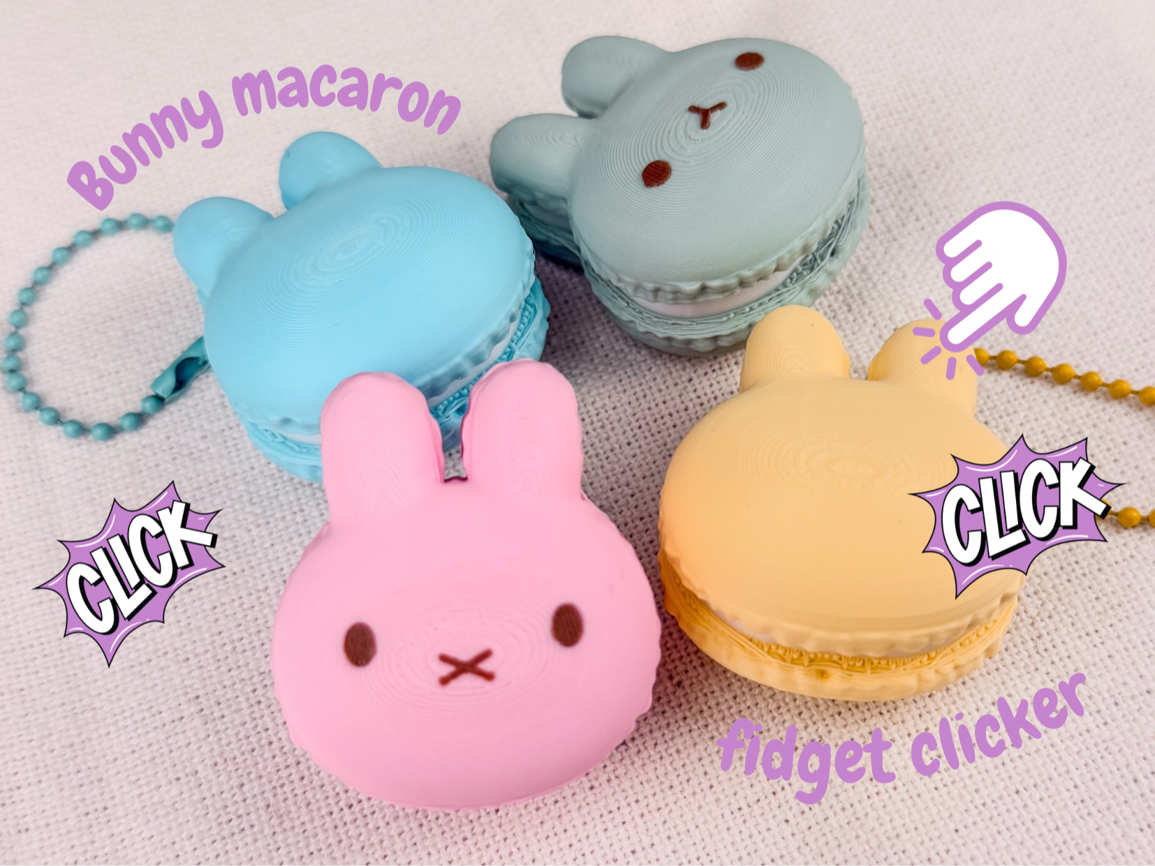 Miniatura 1 do modelo 3D Bunny Macaron Fidget Clicker