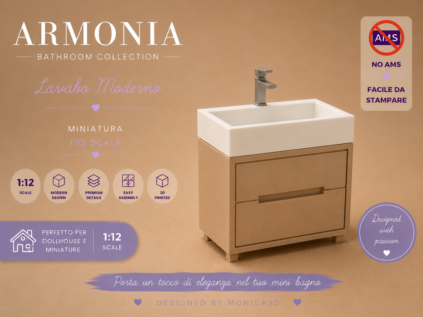 Mobile Lavabo Moderno in Miniatura 1:12