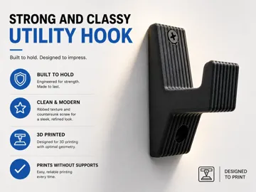 Modelo para impresión 3D: Strong and Classy UTILITY HOOK — vista de referencia 3