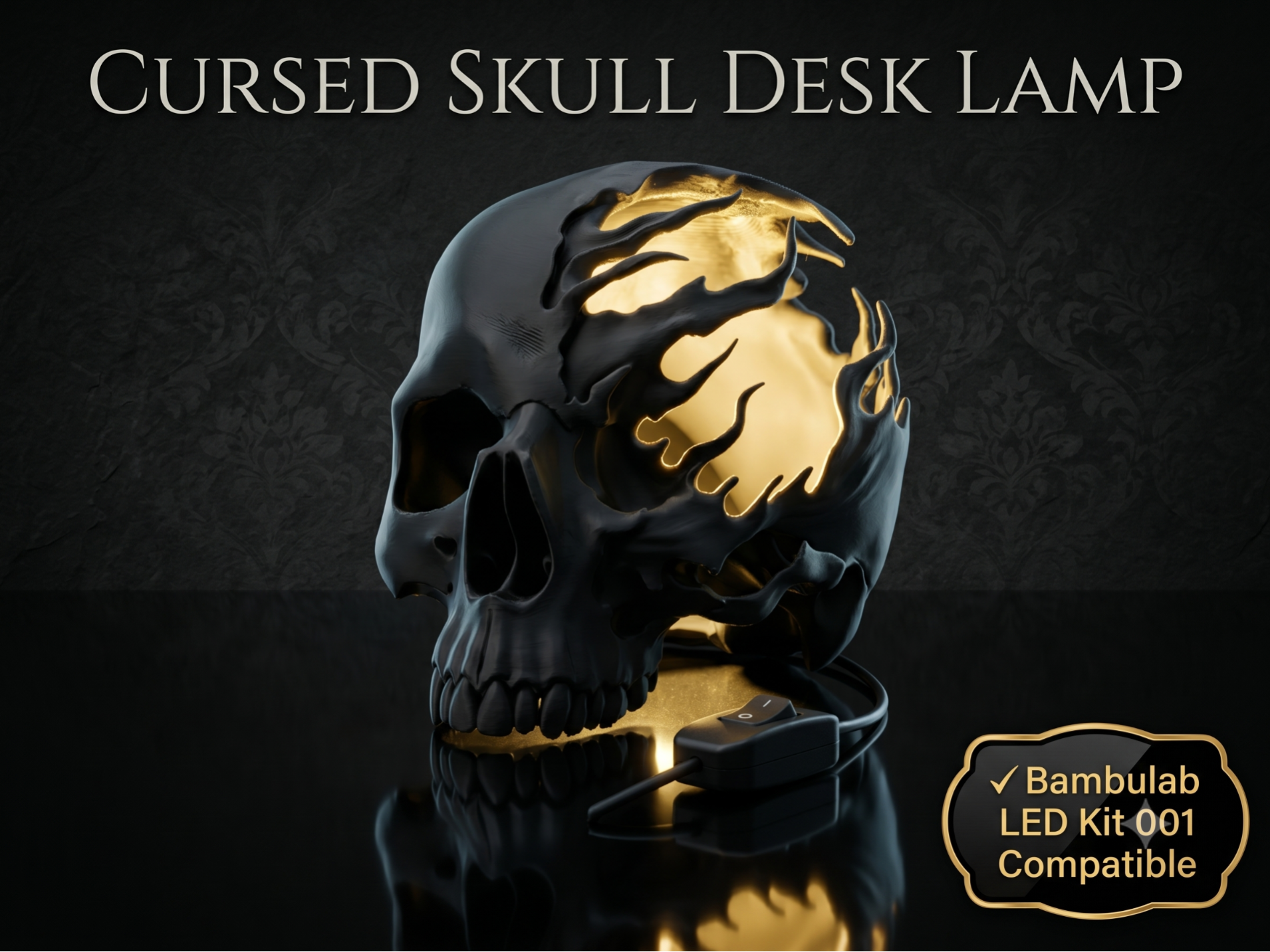 Cursed Skull Desk Lamp for Bambu LED kit 001