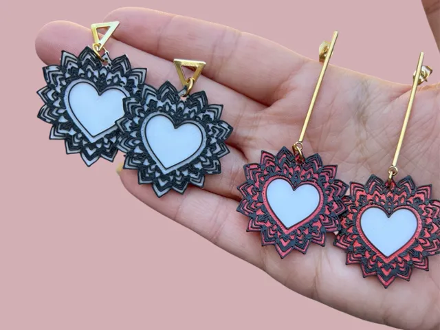 Pendientes corazón mandala