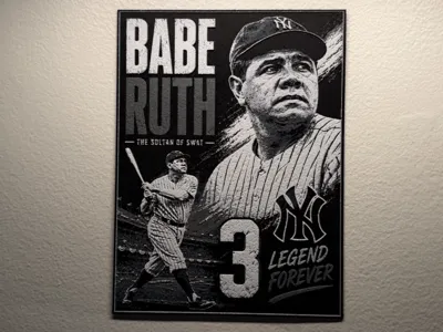 New York Yankees Babe Ruth Poster Style HueForge