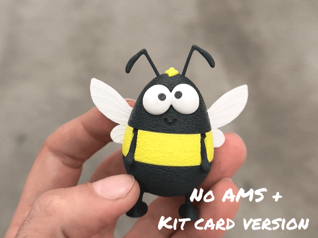 Cute bumble-bee with articulated wings and arms