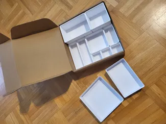 gridfinity like trays for filament cardboard box