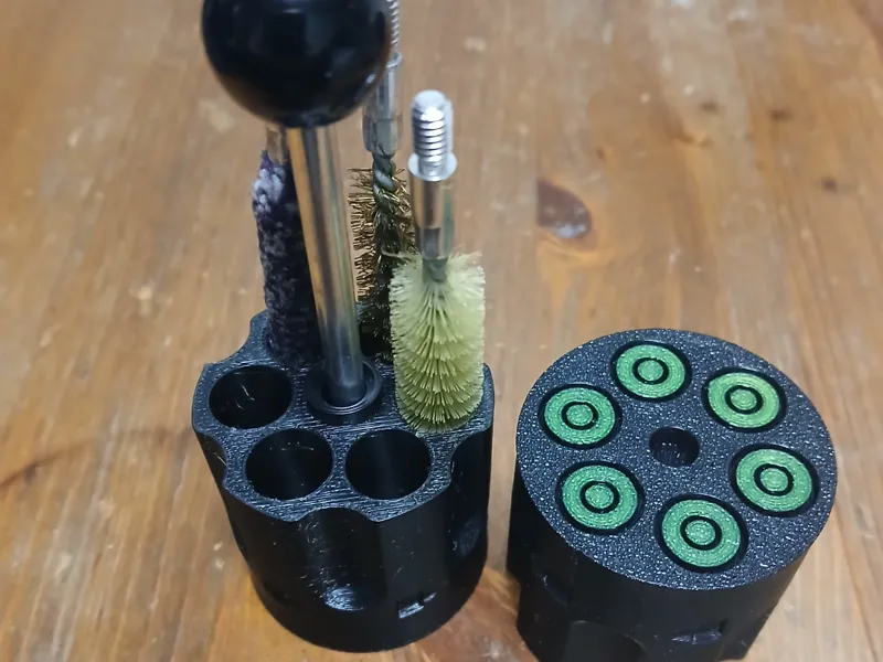 Revolwer cleaning brush holder single rod version