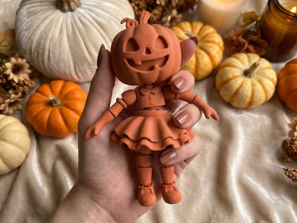 Articulated Halloween Pumpkin Girl Fidget Toy 3D model