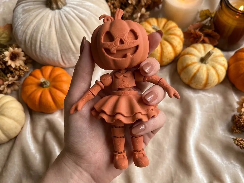Articulated Halloween Pumpkin Girl Fidget Toy - Free 3D Print Model ...