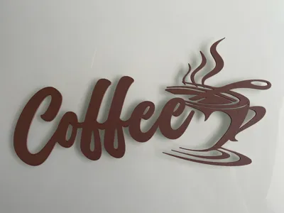 Coffee lettering with cup
