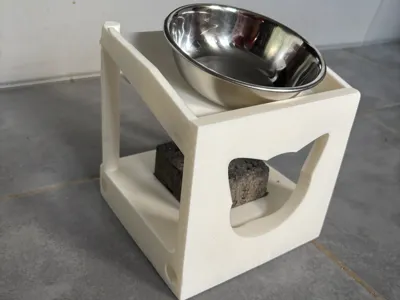 Cat Bowl Holder, minimal supports, 15 degree angle
