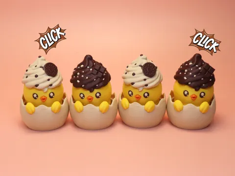 Objeto manipulable: Swirl Hatchling Egg Clicker Fidget Toy — referencia de MakerWorld