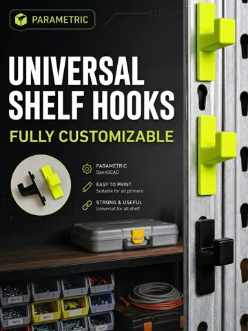Estante o repisa: Parametric Metal Shelving Hook (single or many) — vista de referencia 2