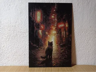 Sci-Fi themed neon street with cat - HueForge