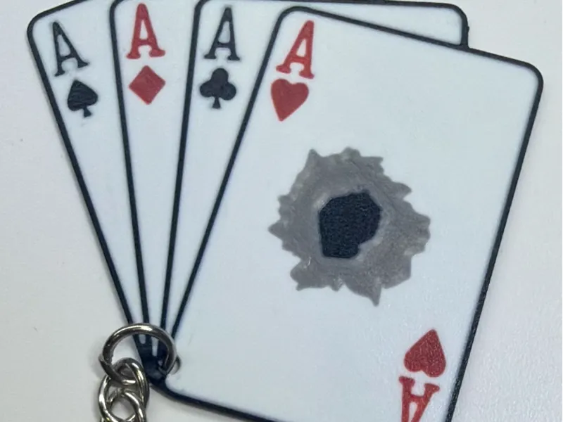 Four Aces with Gunshot Keychain