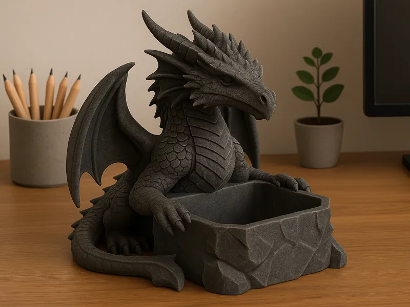 Detailed Dragon Desk Organizer Fantasy Desktop