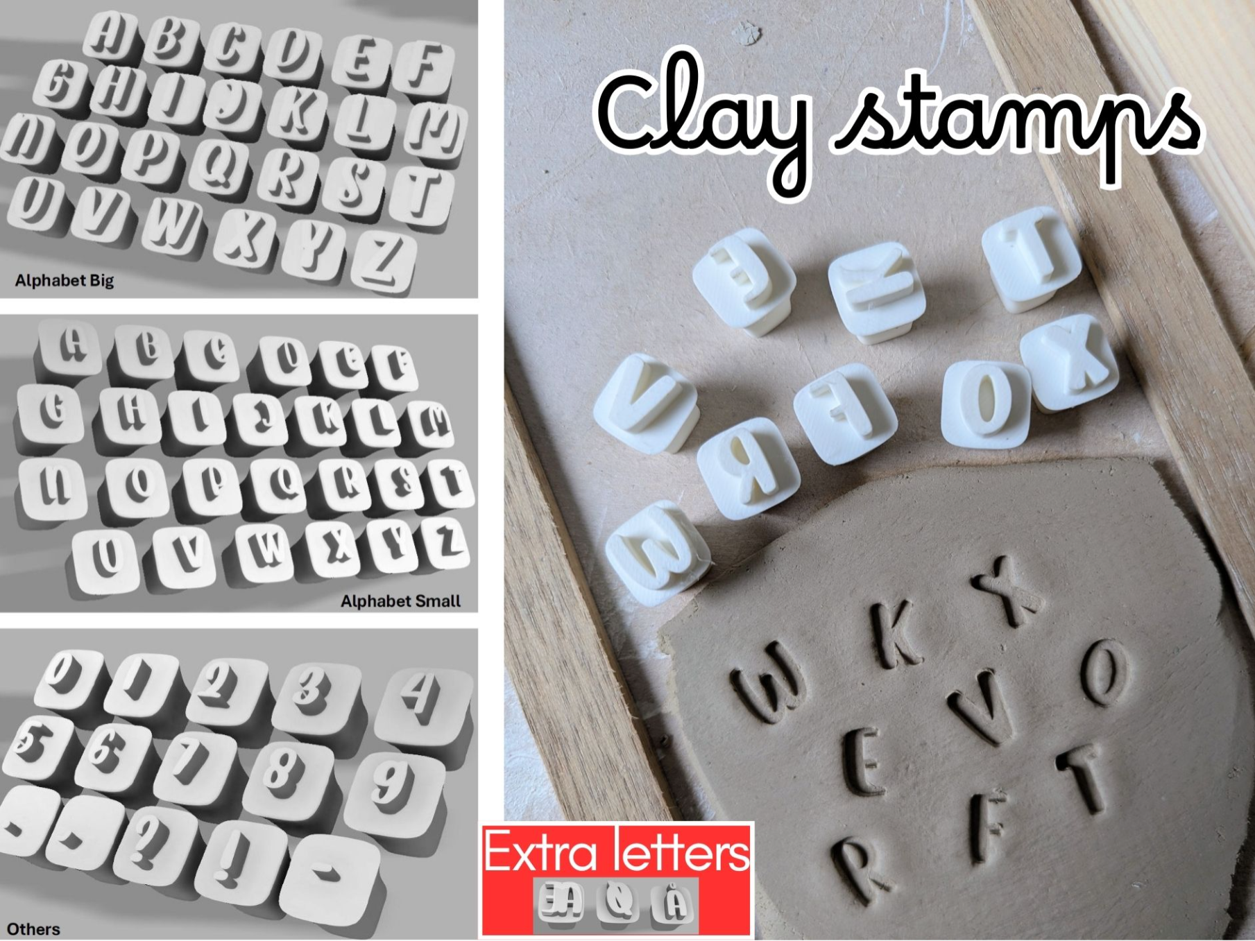 Clay Stamps - Alphabet - ceramics (+ æ, ø and å)