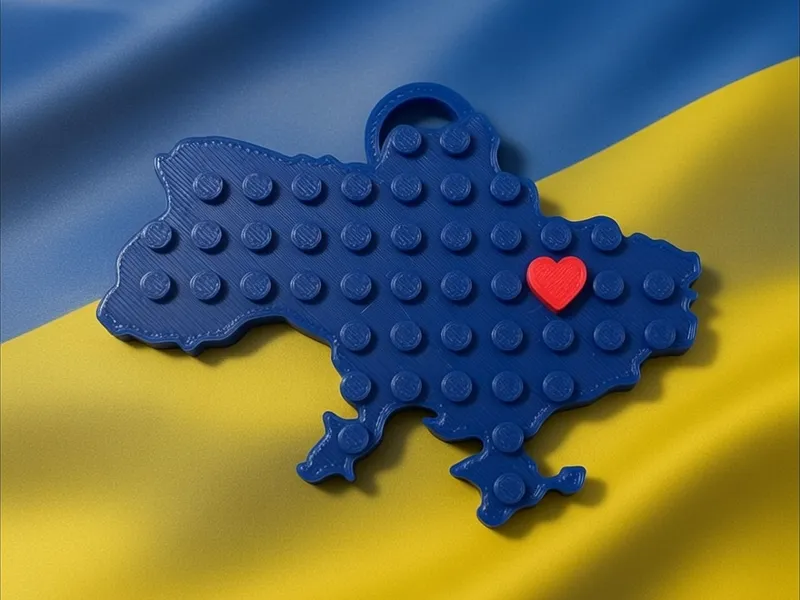 Ukraine Brick magnet with movable heart