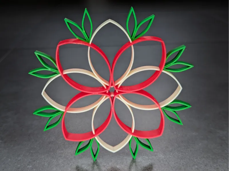 Geometric Poinsettia Ornament - Christmas Flower