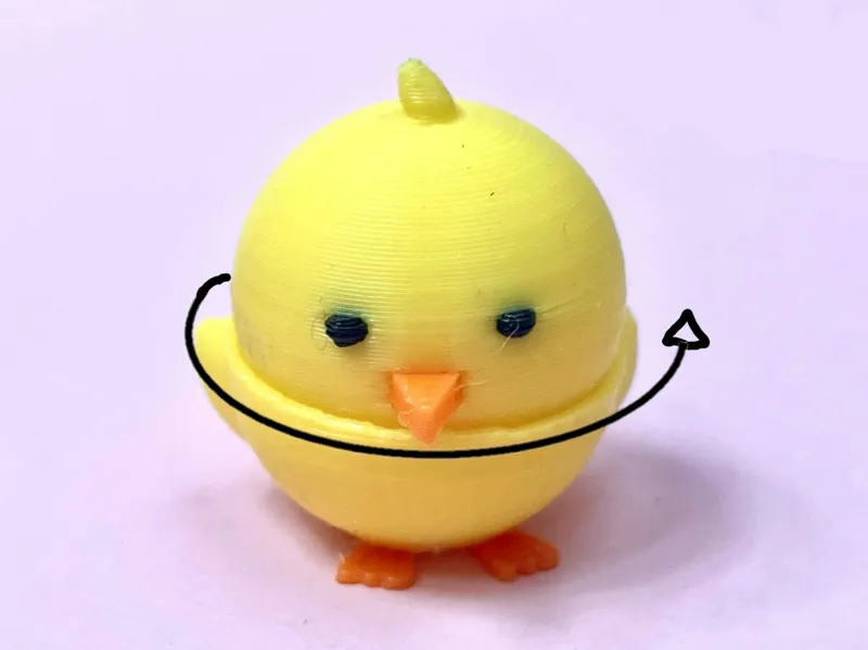 little chick with rotating head