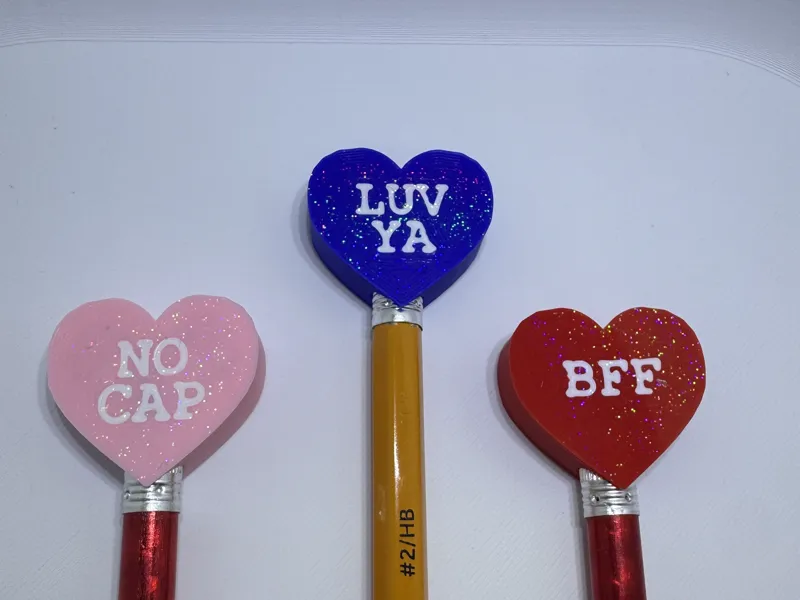 Conversation Heart Pencil Topper