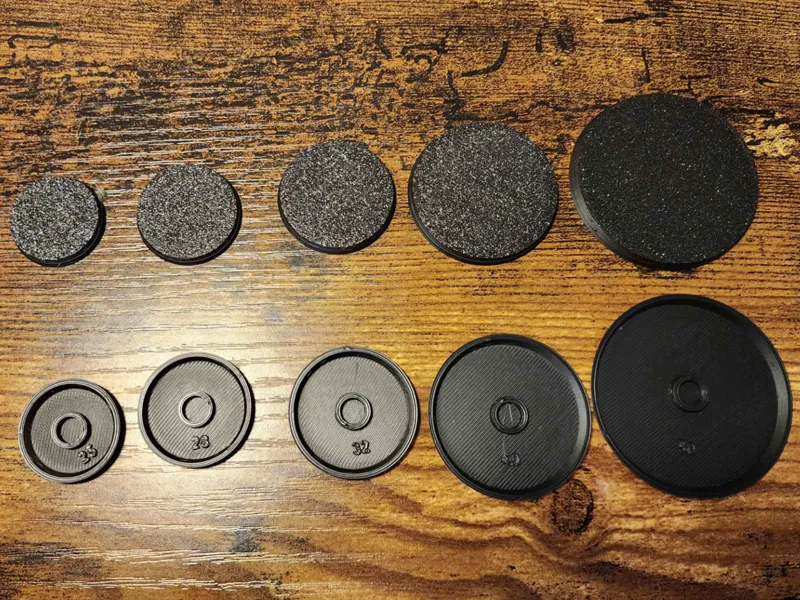 Round Bases for Tabletop Wargame Minis - 16 Sizes
