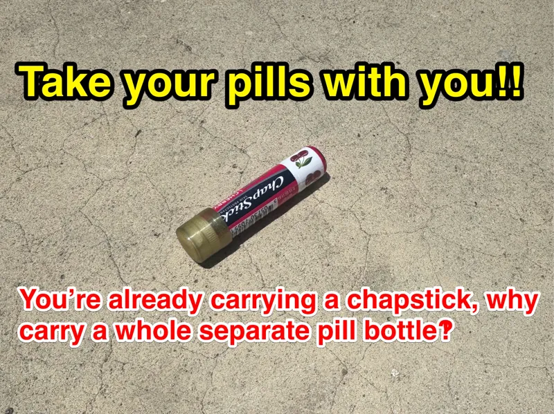 Chapstick Pill Tablet Carrier, attaches to LipBalm