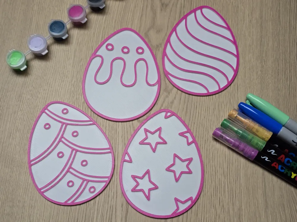 Easter Ostern Egg Coloring Craft Pack 8 - Free 3D Print Model - MakerWorld