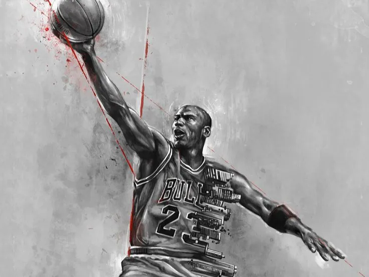 Michael Jordan Hueforge Blanco, Negro y Rojo.