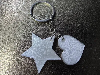 keychain heart and star