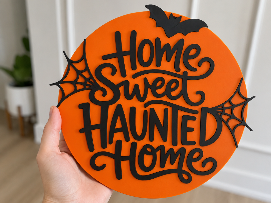 Home Sweet Haunted Home – Halloween Round Sign - 1