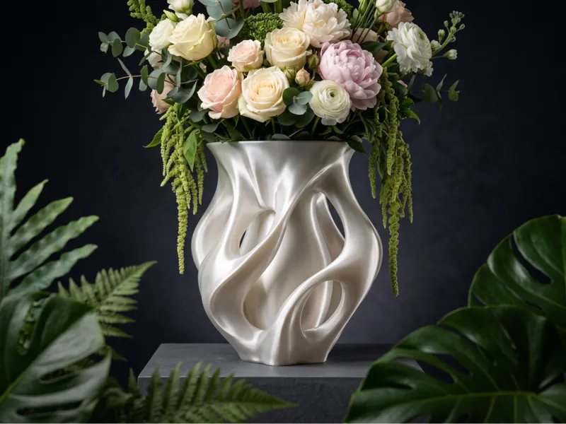 LumaRibbon Vase – Organic Openwork Flower Vase
