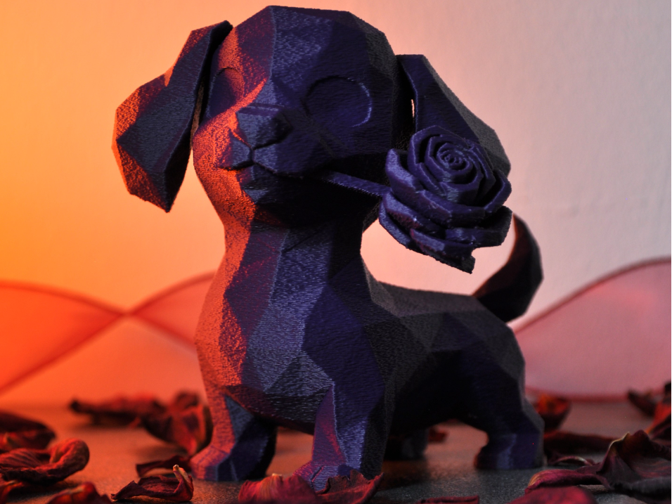 Romantic Dog Figurine with Rose – Valentine Decor