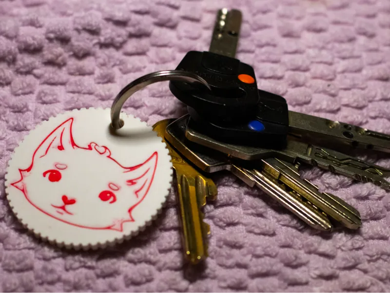 Cat with Heart Keychain