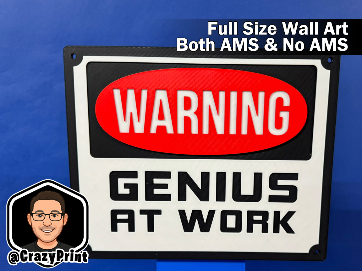 GENIUS AT WORK Funny Sign / Wall Art -No AMS