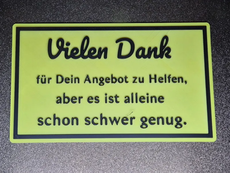 Schild - "Vielen Dank für Dein Angebot..."
