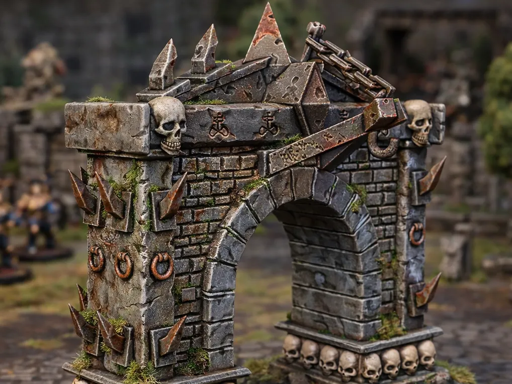Dark realms: Arch with bells - Free 3D Print Model - MakerWorld
