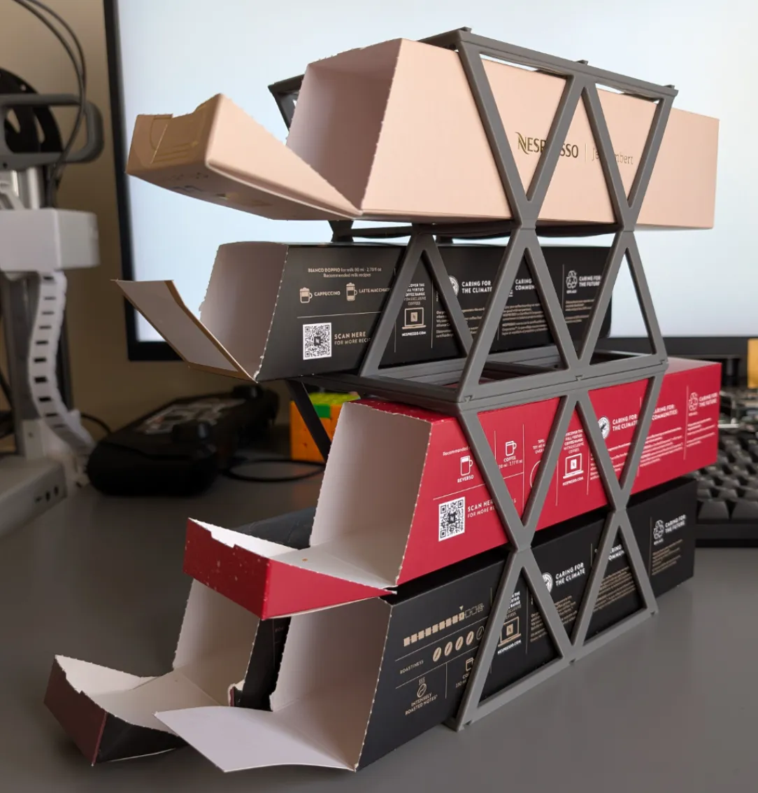 Nespresso Packaging Modular ESTANTERÍA MODULAR APILABLE PARA CAJAS NESPRESSO - Modelo de impresión ...