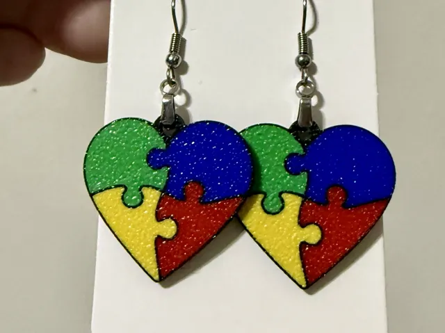 Autism Awareness Heart Earrings