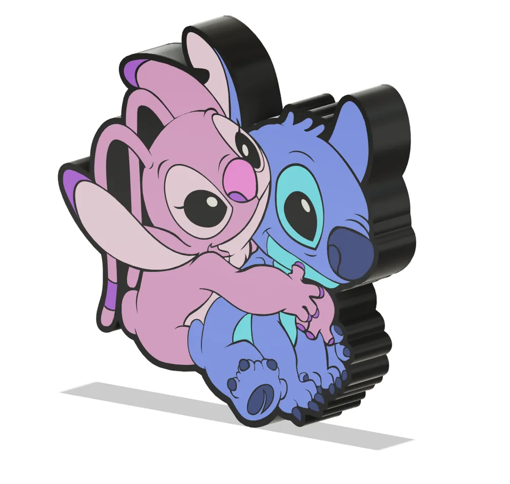 Stitch and Angel Lightbox - Free 3D Print Model - MakerWorld