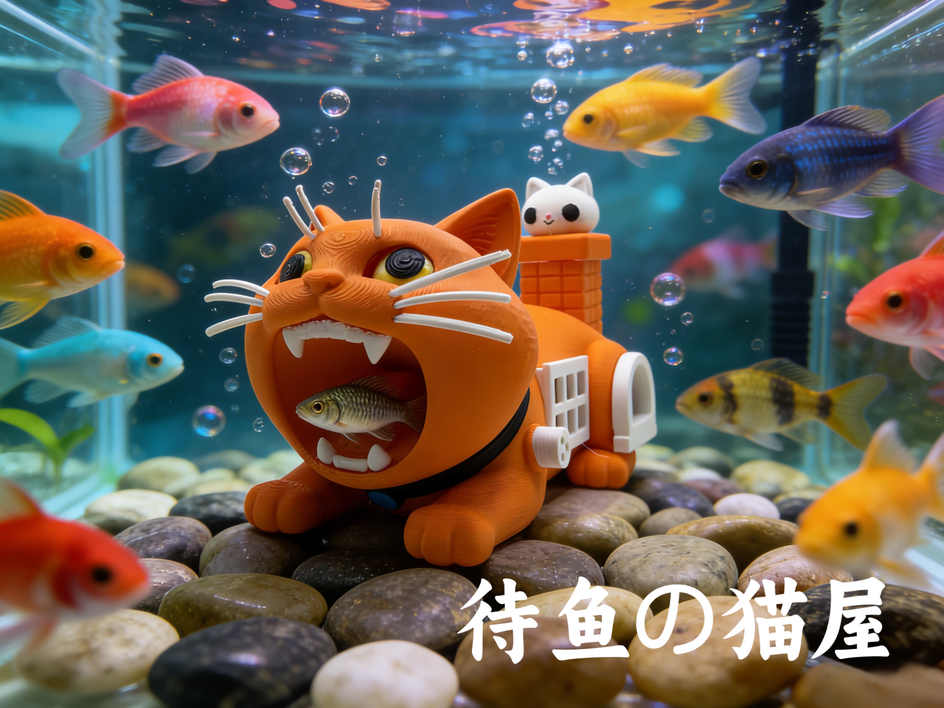 待鱼的猫屋-Cat House-鱼缸造景-桌面摆件