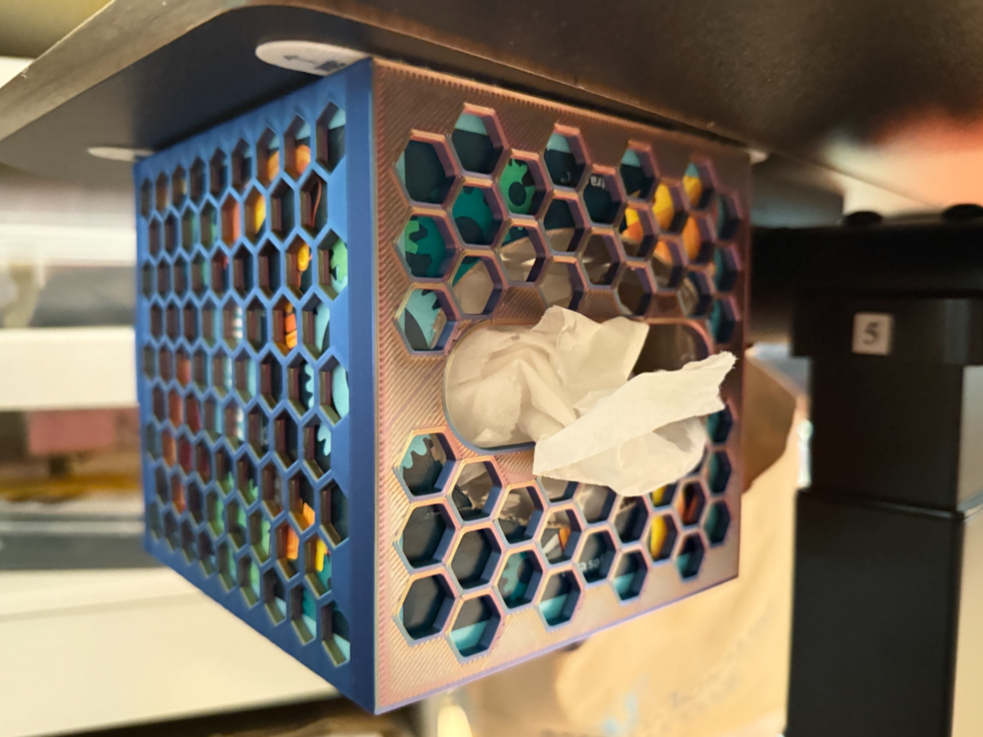 Under table tissue box holder