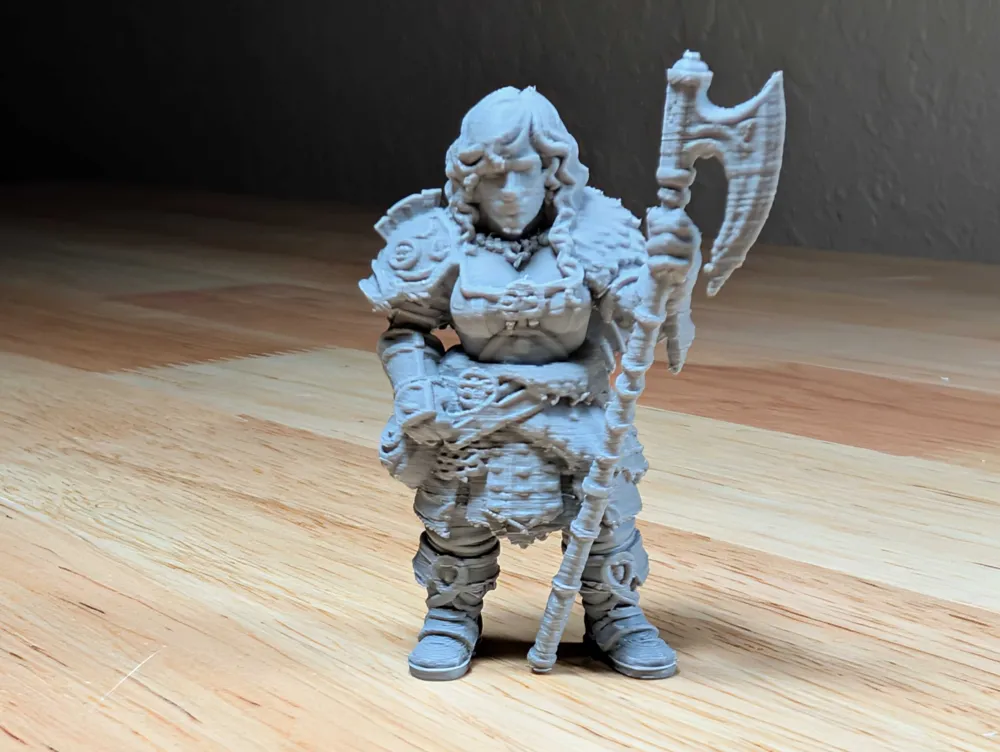DnD Dwarf Female Fighter w/ Great Axe - Free 3D Print Model - MakerWorld
