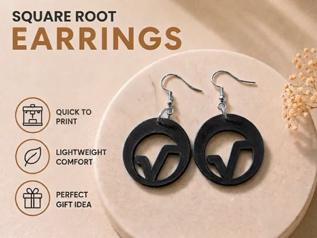 Square root earrings, lightweight math jewelry