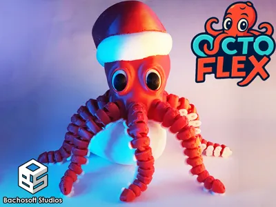 Christmas Santa Articulated Flexi Octopus Octoflex