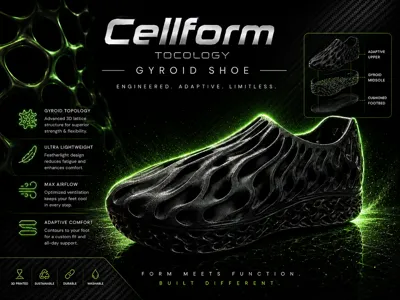 3D Printed TPU Gyroid Shoe.