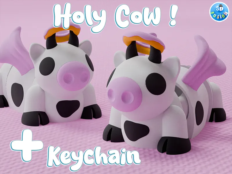 Cute Fun Flexi Holy Cow Fidget Toy + Keychain 