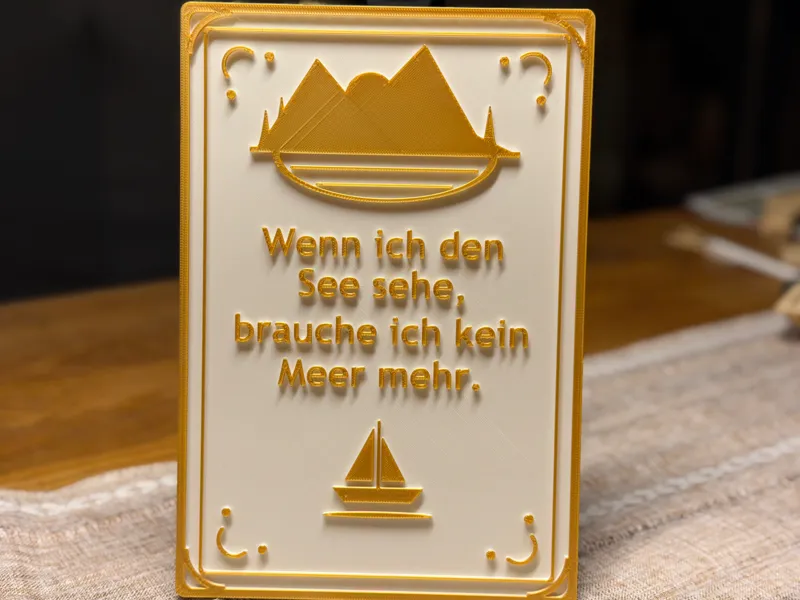 Schild "Wenn ich den See sehe, brauche ich kei..."